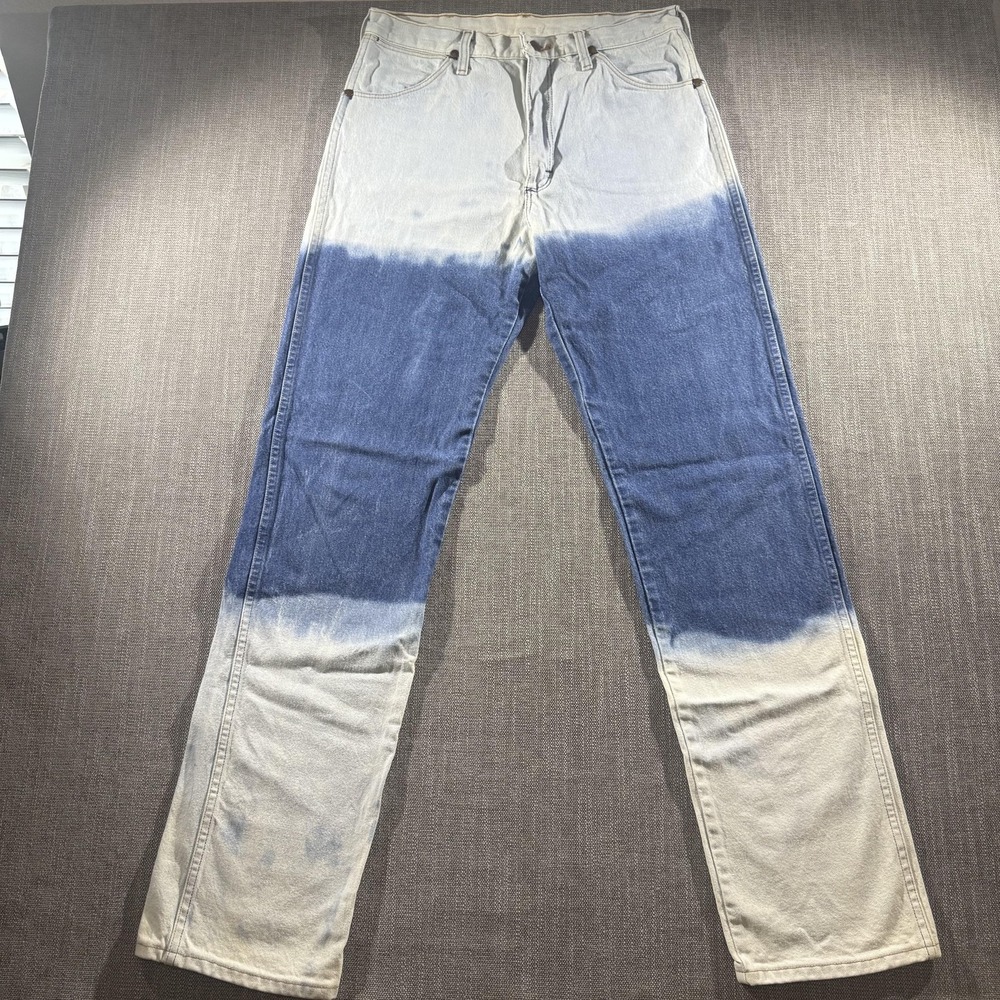 Wrangler Jeans Mens 34x31 Straight Leg Denim Dip Dye Unique Vintage Style Retro